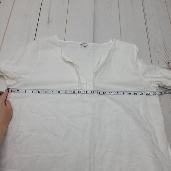 J. Crew white linen long scalloped tunic top XXL lagenlook minmalist - Picture 5 of 8